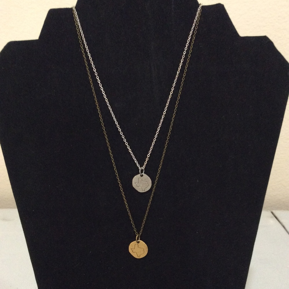 Disk stamped state necklace - Texas